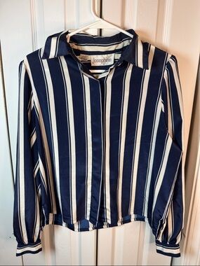 Josephine Navy and White Striped Collared Shirt